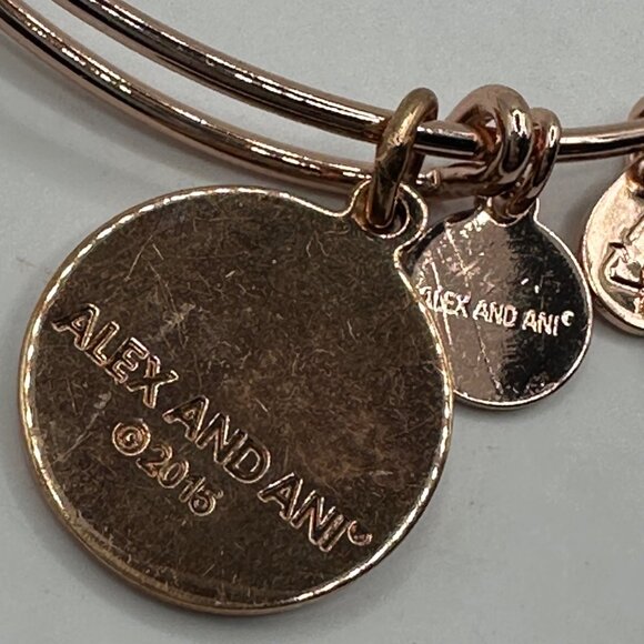 Alex And Ani Snowflake Expandable Charm Bangle Bracelet Rose Gold Finish 2015 Ed - Picture 5 of 6